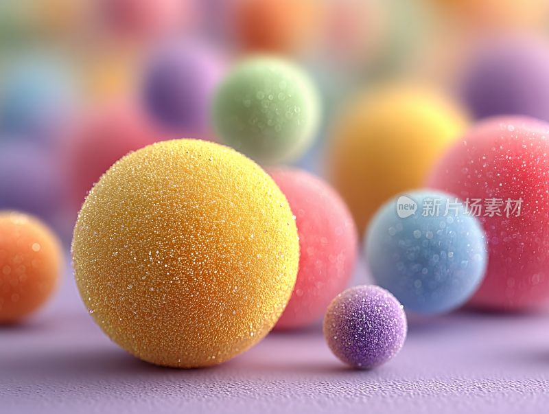 多彩绒球的梦幻场景