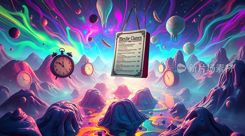 迷幻时空时钟与星球的世界