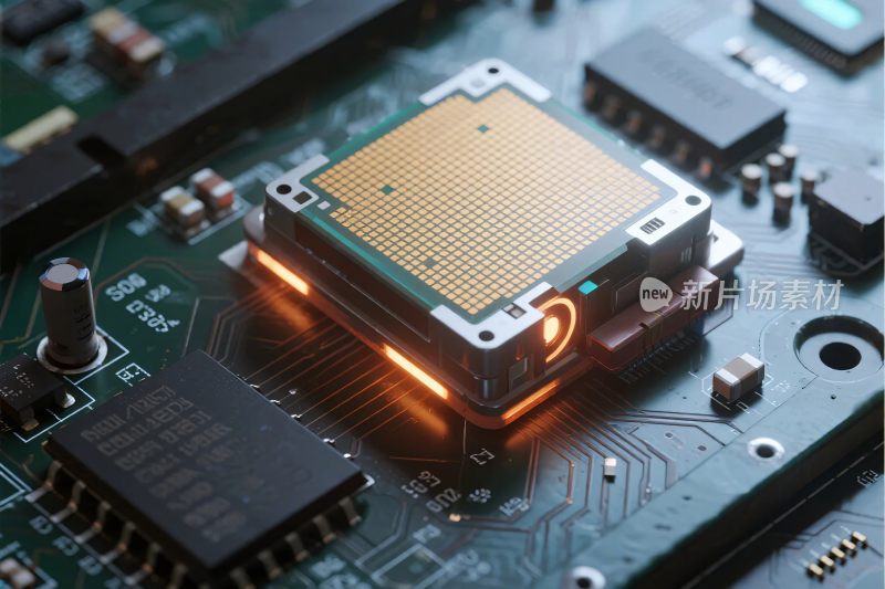电子芯片与电路板特写