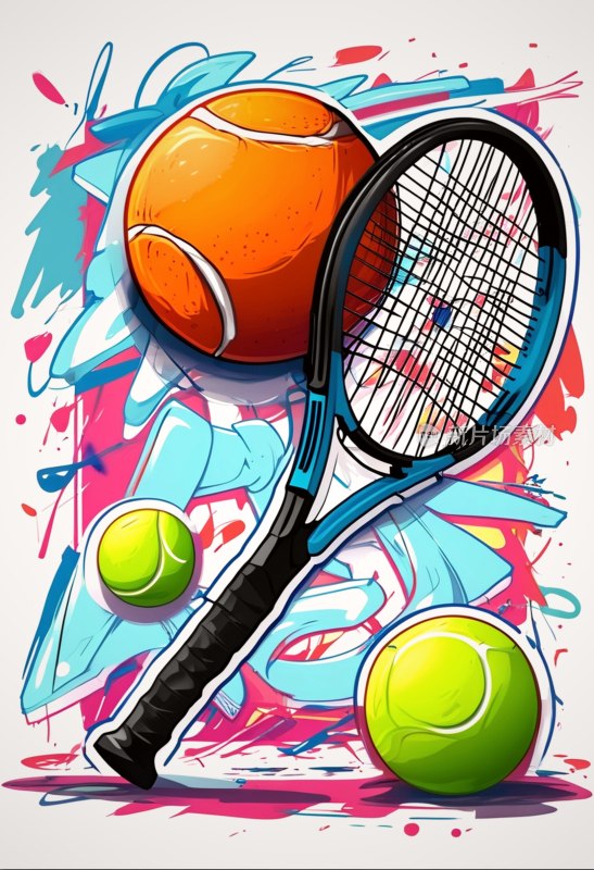 卡通网球涂鸦