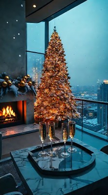 圣诞树下的温馨夜晚