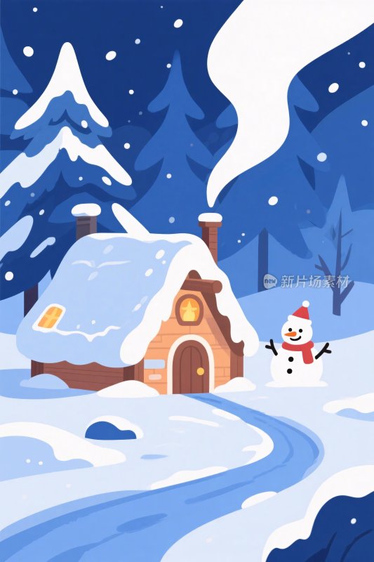 冬季雪景童话小屋