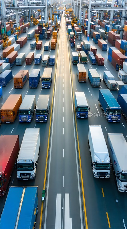 集装箱运输繁忙的物流中心