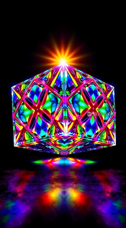 五彩斑斓的光芒四射的晶体结构
