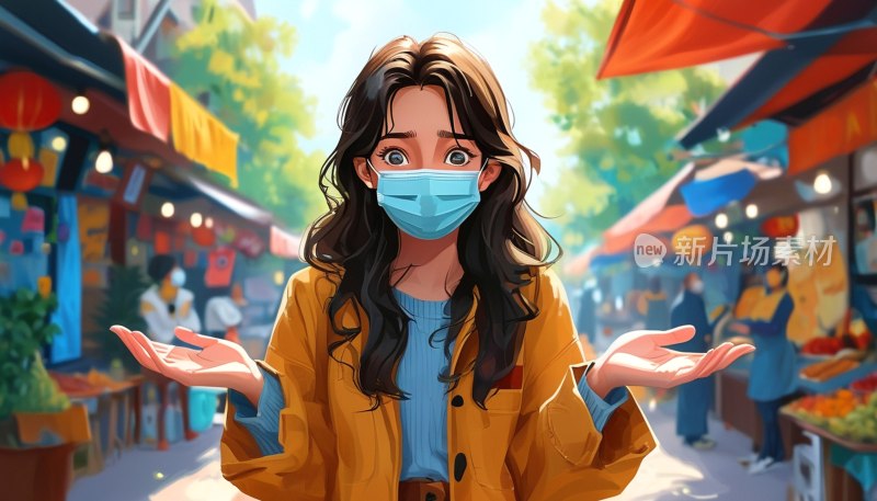 女生戴口罩无奈