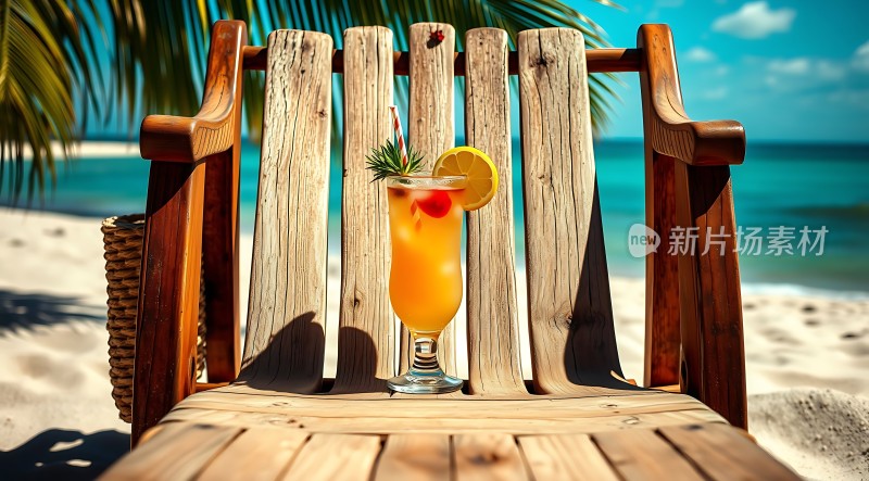 夏日海滩上的冰镇鸡尾酒