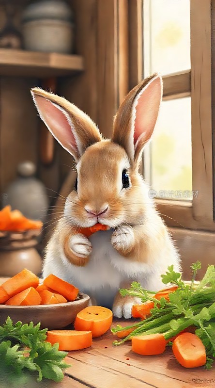 小兔子吃胡萝卜
