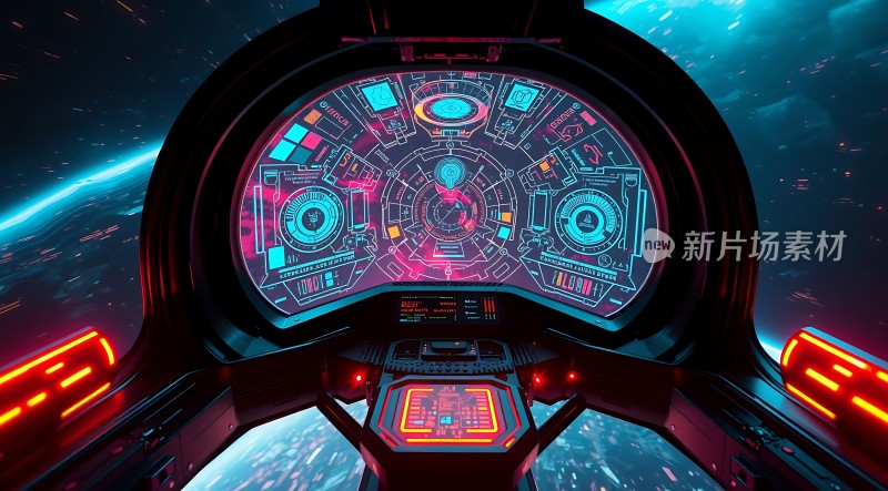 未来飞船驾驶舱内景