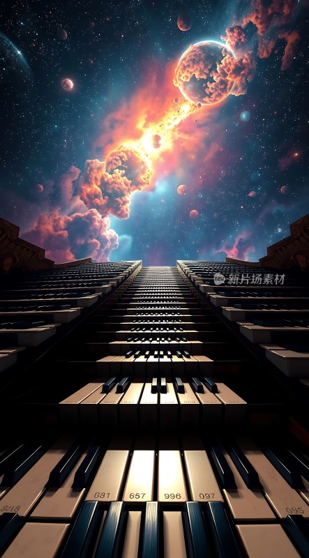 钢琴键通向宇宙深处