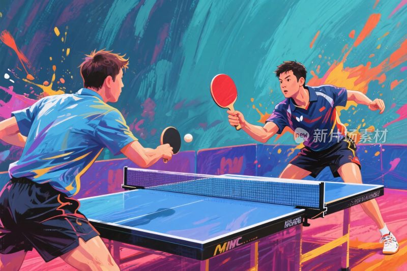 乒乓球竞技运动插画