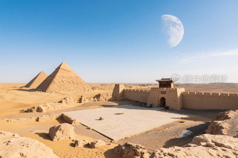 沙漠古城与金字塔遗址