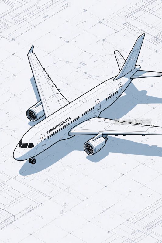 飞机等距插画
