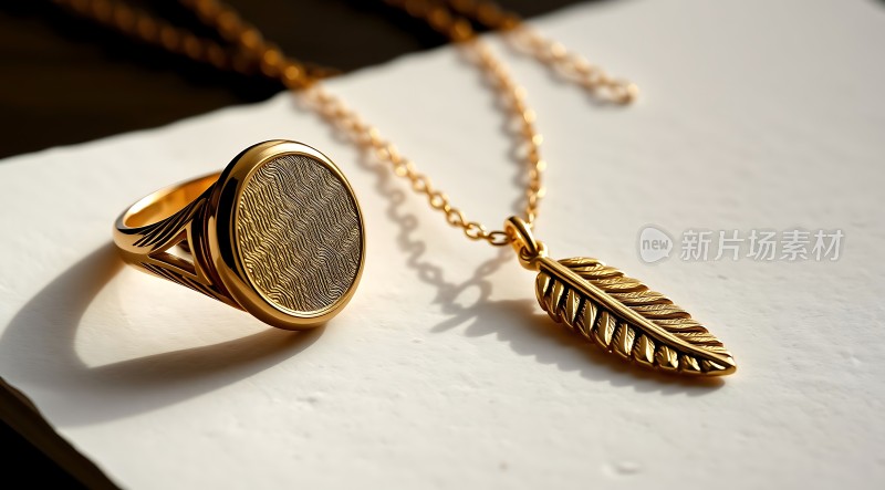 黄金戒指项链展示