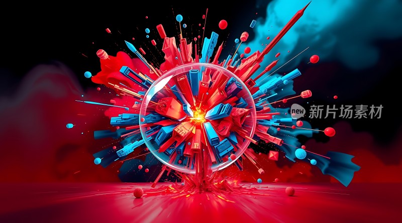 新片场素材红蓝爆炸艺术