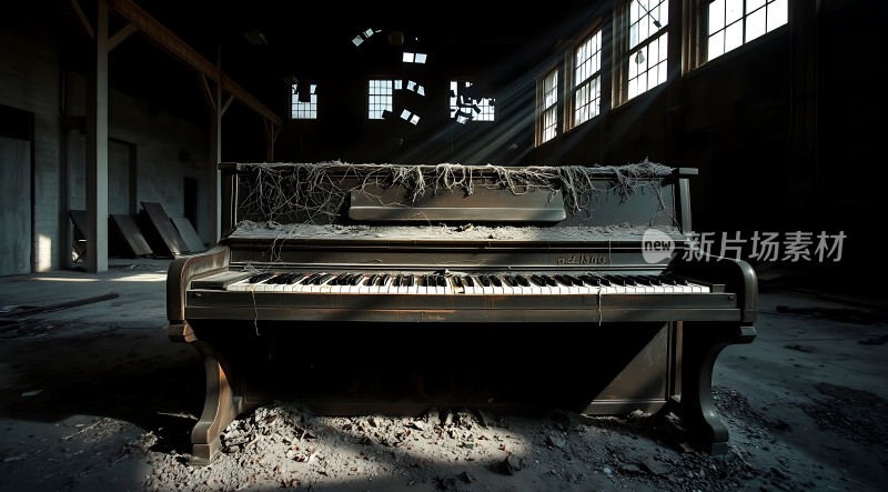 废弃钢琴与阳光