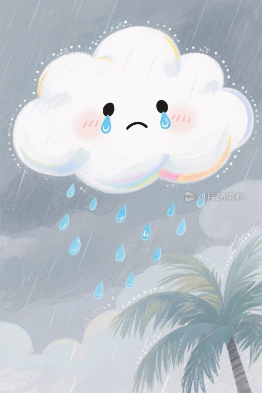 哭泣雨云插画