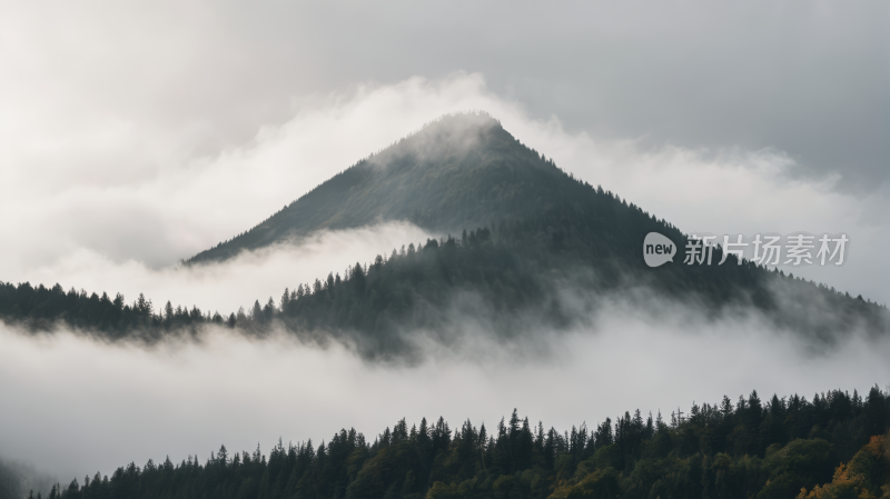 山上有几棵树和几朵云风景图片