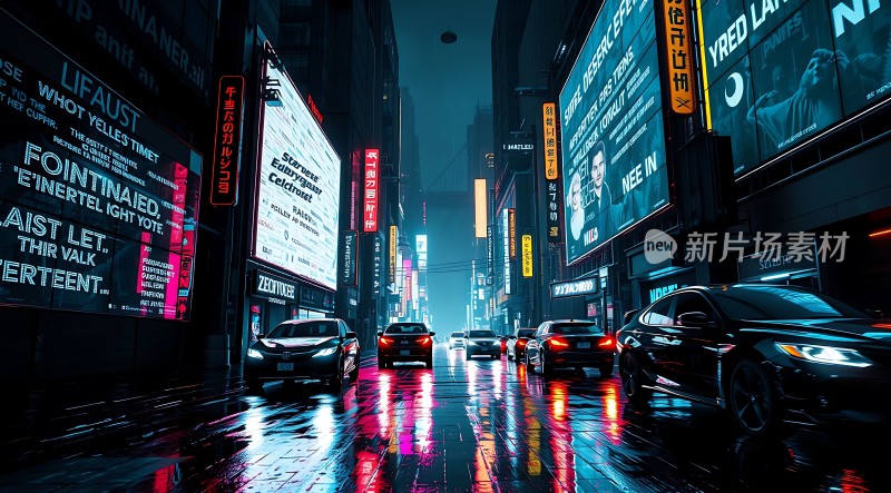 霓虹灯下的都市夜景