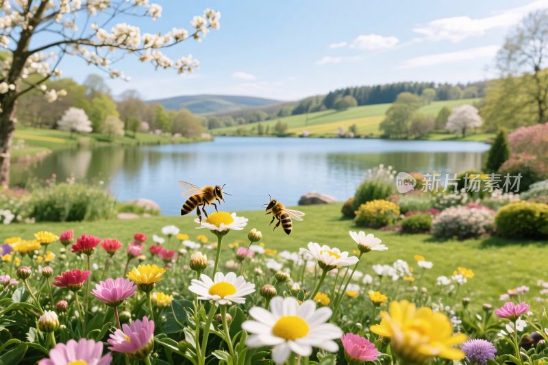 春日湖景花草蜜蜂