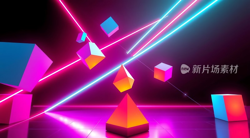 霓虹光影下的几何世界