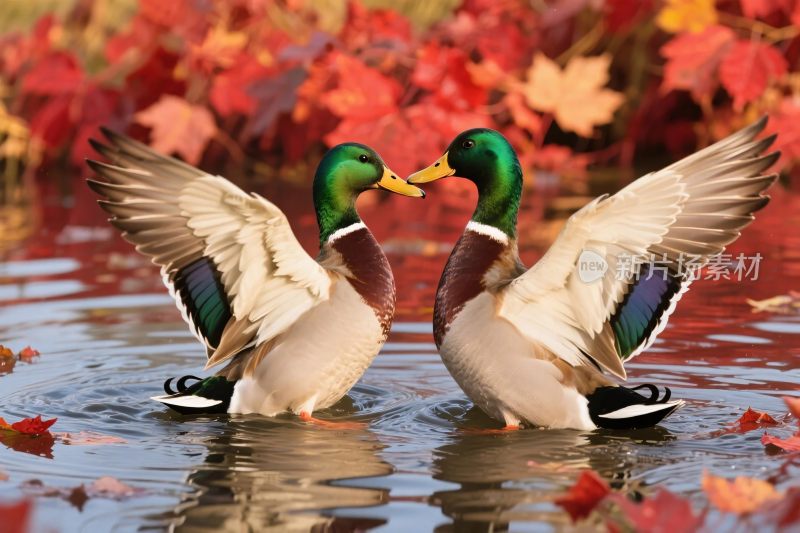 鸭子水面互动图