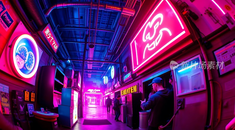 霓虹灯下的未来都市风情街