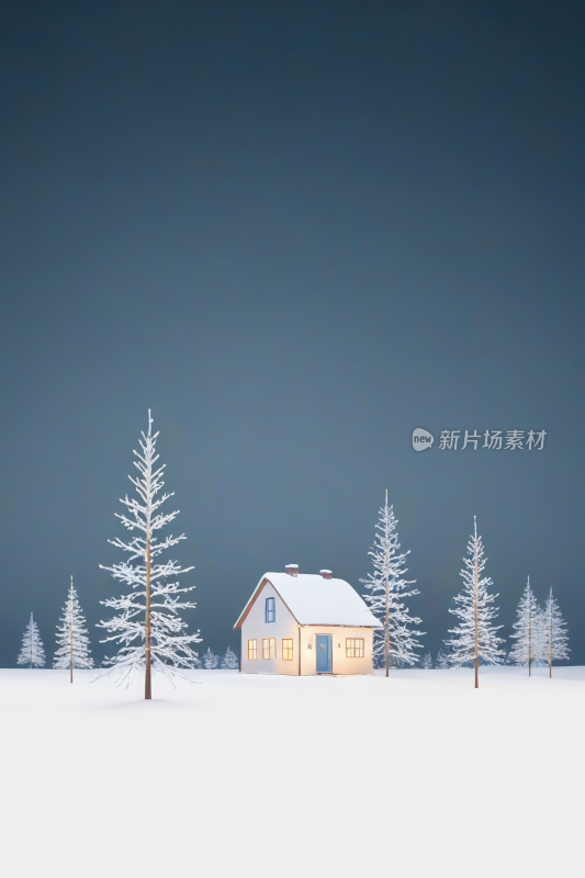 雪景房子和树木背景图片