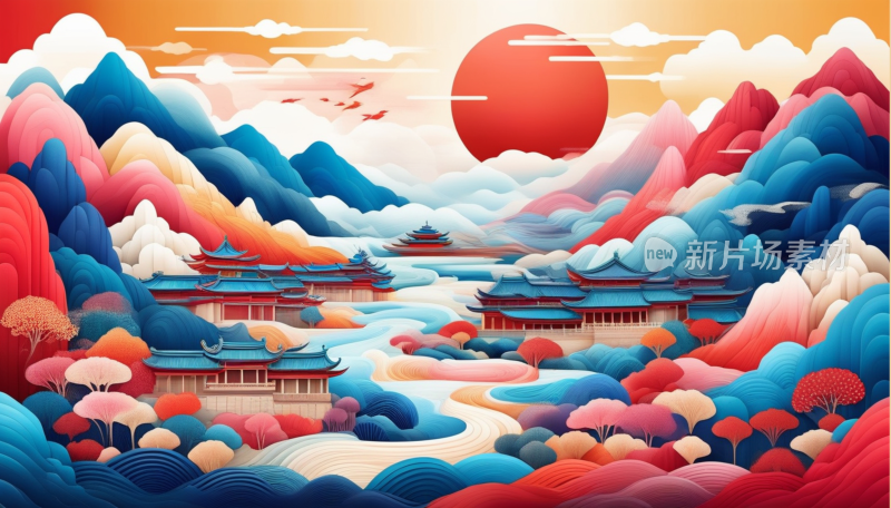 中国画山水画背景