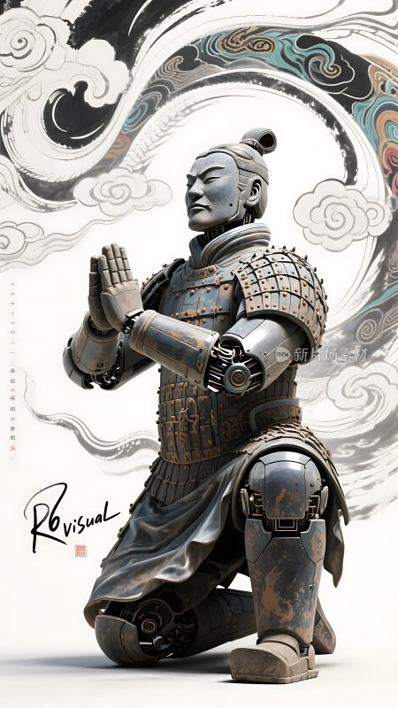 机械武士跪拜图