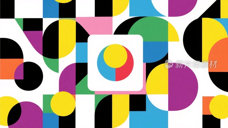 多彩几何抽象插画