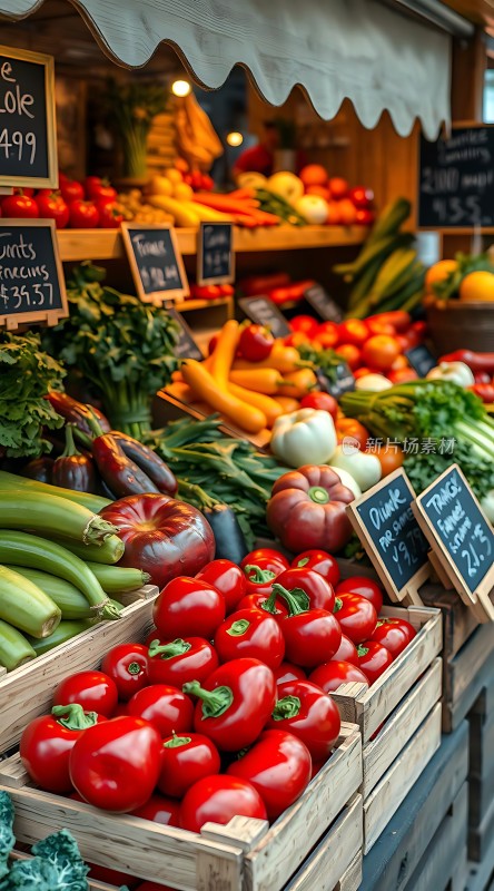 新鲜蔬果市场色彩缤纷种类丰富