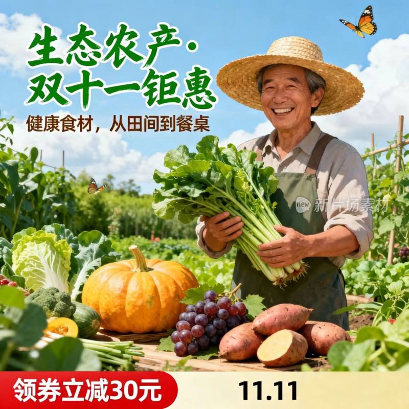 双十一 双11 农产品 海报 宣传图