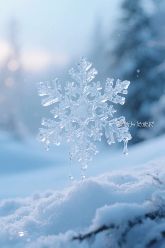 冬日雪景雪花特写