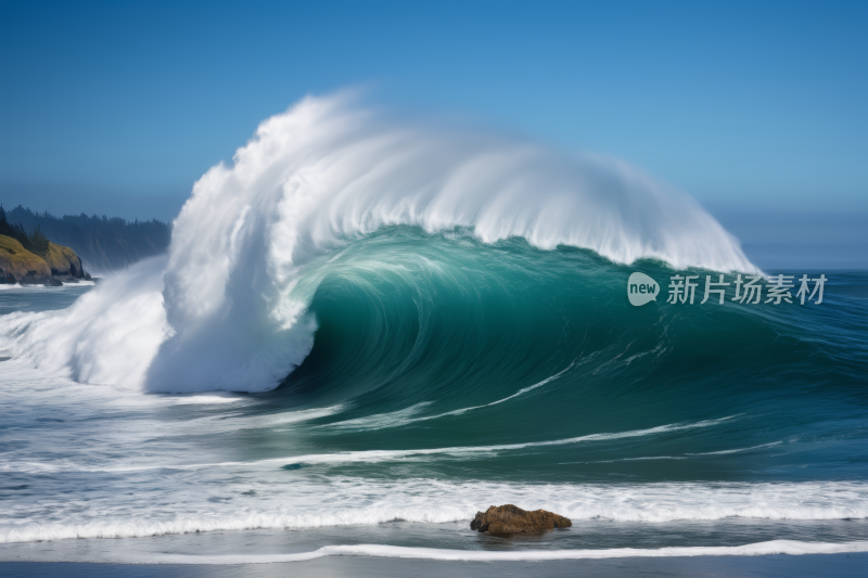 阳光明媚日子里大浪风景图片