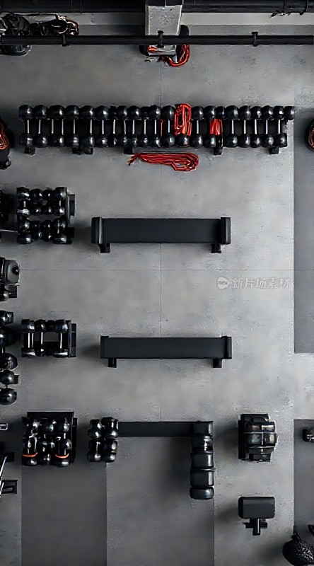 健身器材整齐排列静待使用