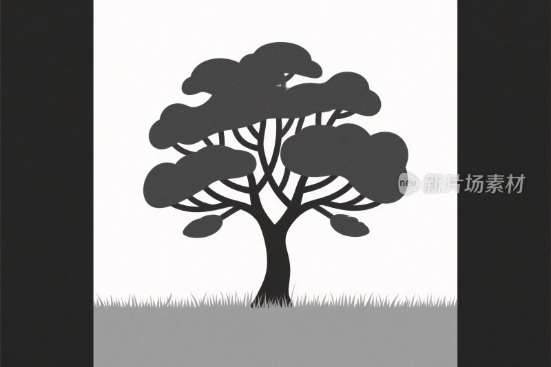 黑白风格树木插画