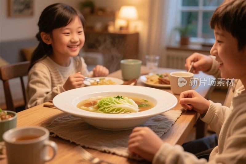 温馨家庭用餐场景
