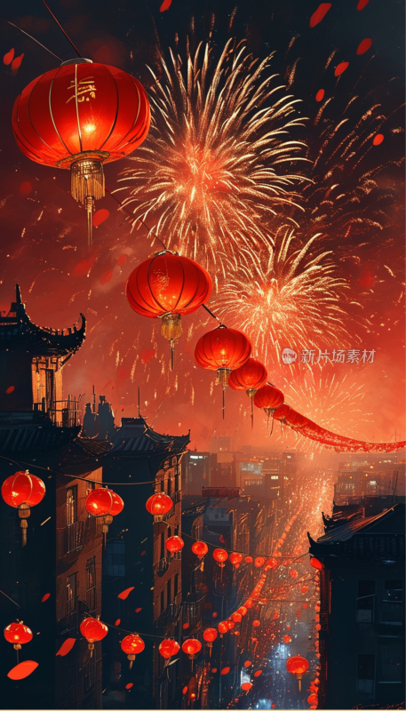 中国春节烟花背景