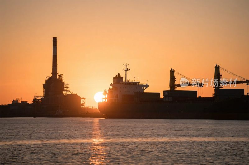 港口日出剪影