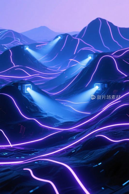霓虹未来山脉插画