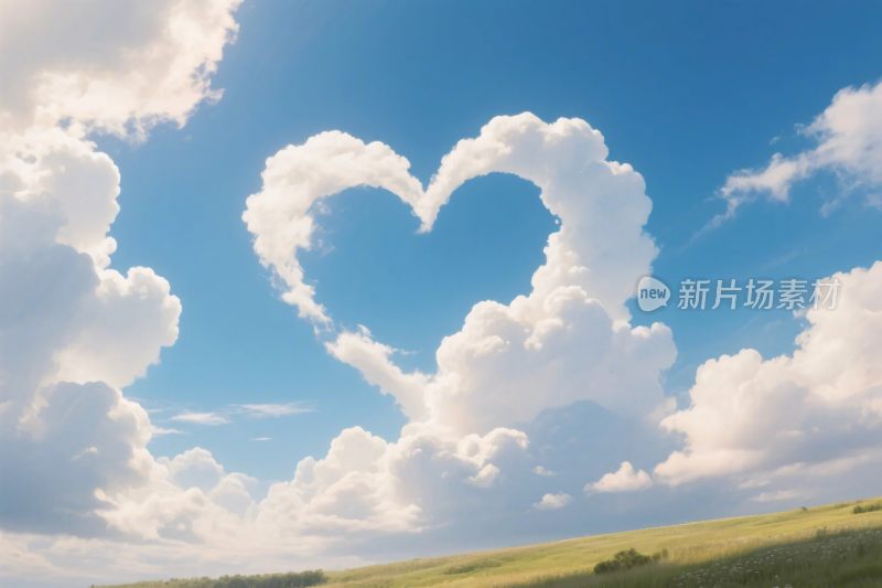 云朵爱心自然风景