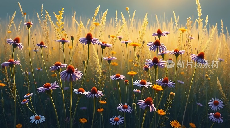 阳光下的紫色小花