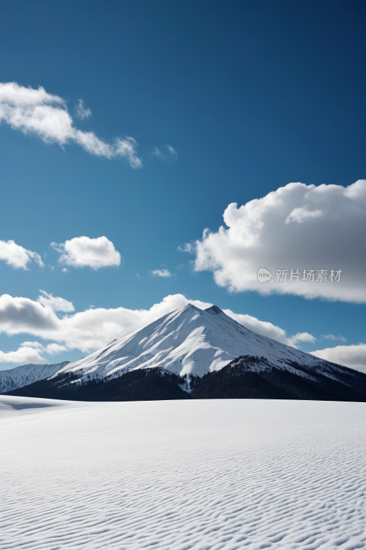 一座被雪覆盖的高山清风景摄影图片