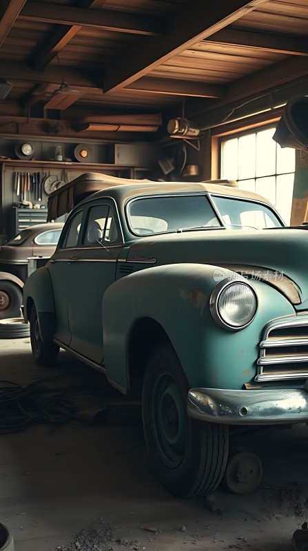 复古车库里的经典老车