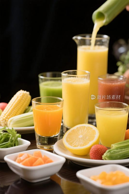 多样果蔬饮品展示