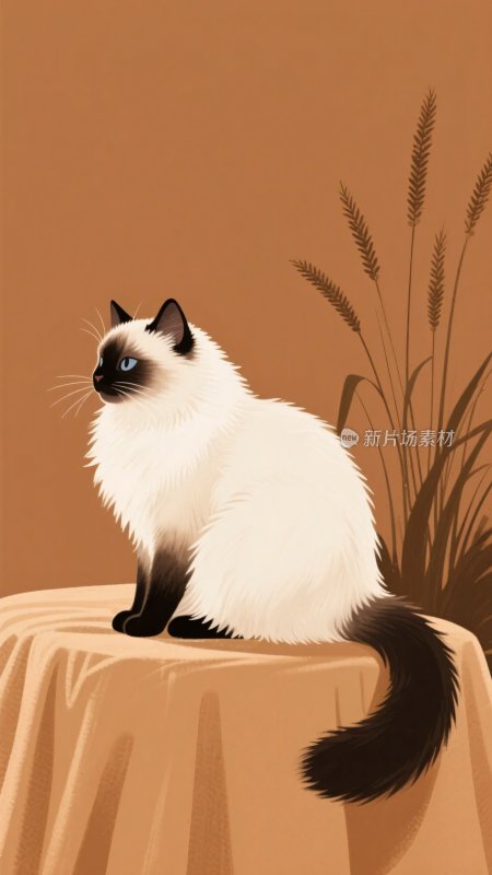 可爱暹罗猫插画