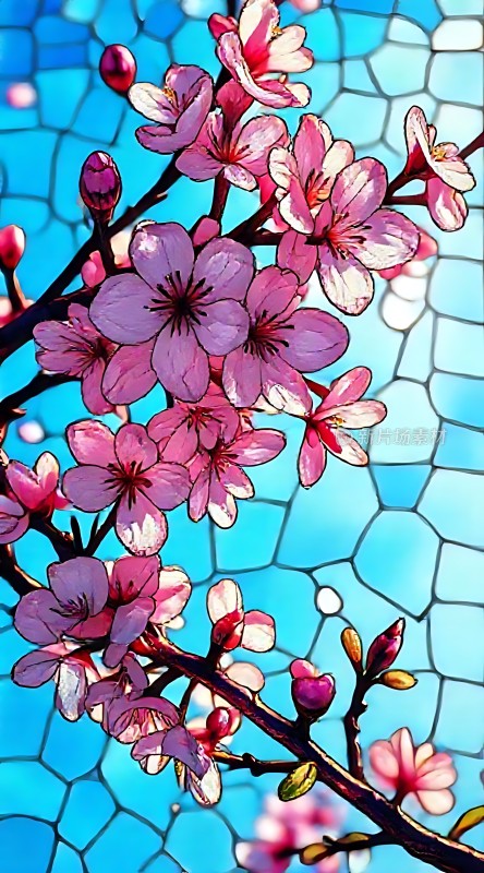 春日樱花绽放蓝天