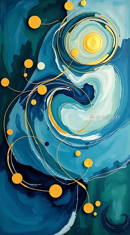 蓝色旋涡中的黄色圆点