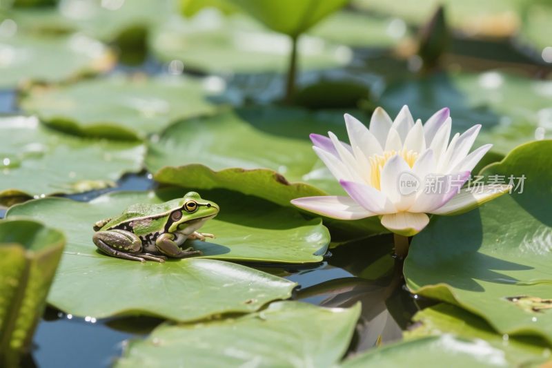 荷叶荷花与青蛙