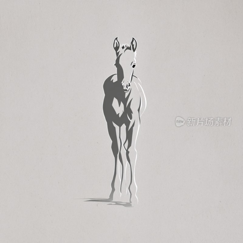 简约黑白风格站立骏马插画